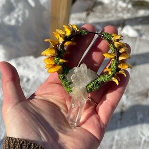 Mushroom and Crystal Pendant